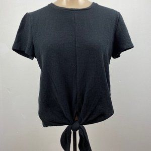 Madewell Black Tie Front Shirt